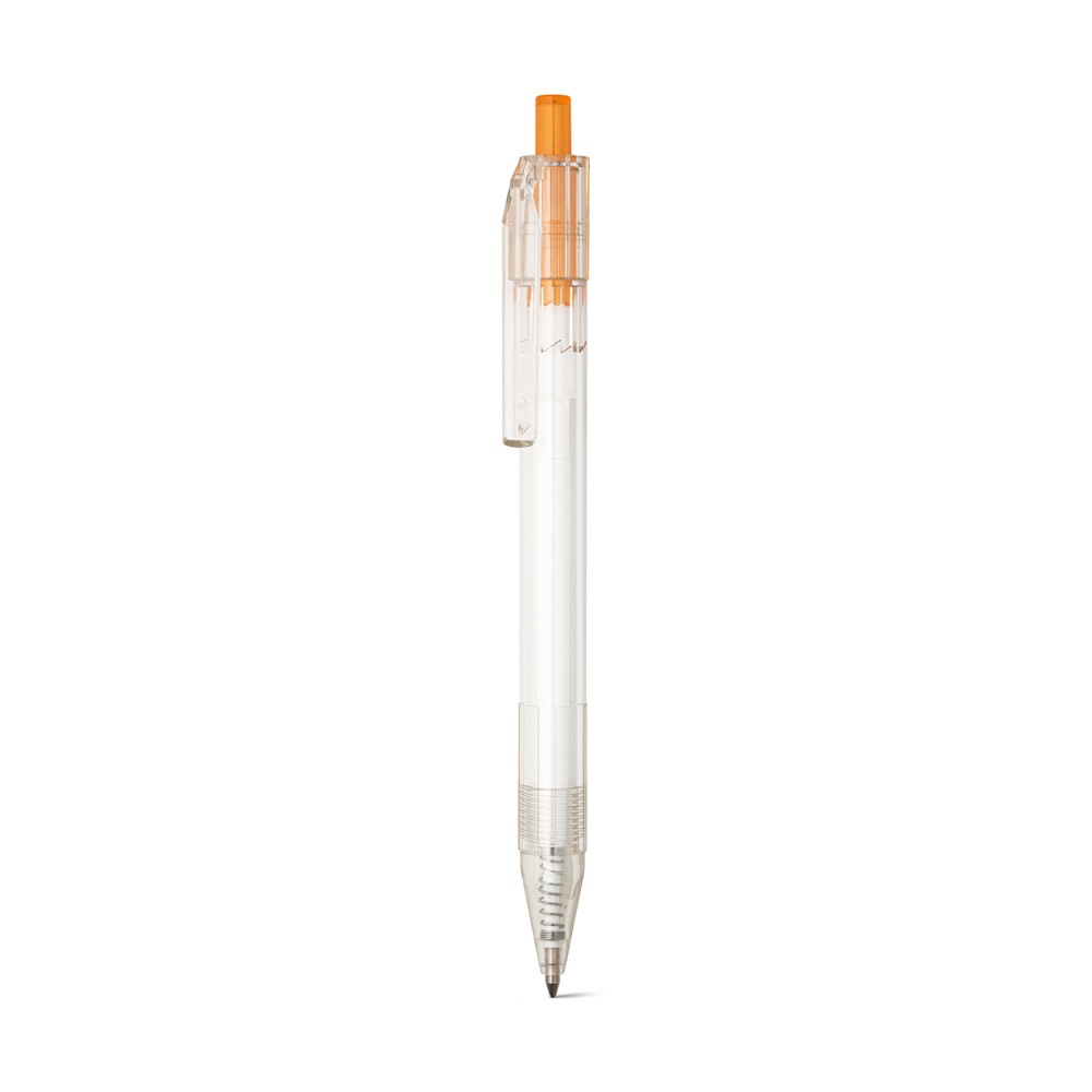 RPET-Kugelschreiber mit farbigem Knopf | Harlan – Orange, Ansicht 3