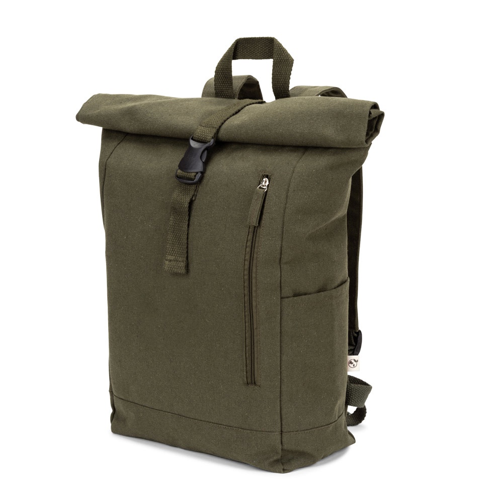 Roll-Top-Rucksack aus recyceltem Baumwolle und recyceltem Polyester (380 g/m²) | Saint – Dunkelgrün