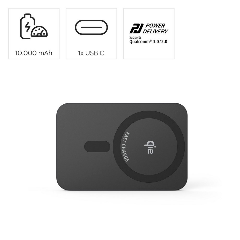 Magnetische Powerbank 10000 mAh Hama in Schwarz, Ansicht 6