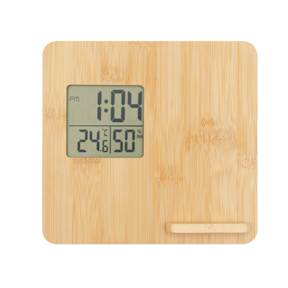 Kabelloses Ladegerät aus Bambus 10W, Wetterstation | Kahele in Hellbraun, Ansicht 6