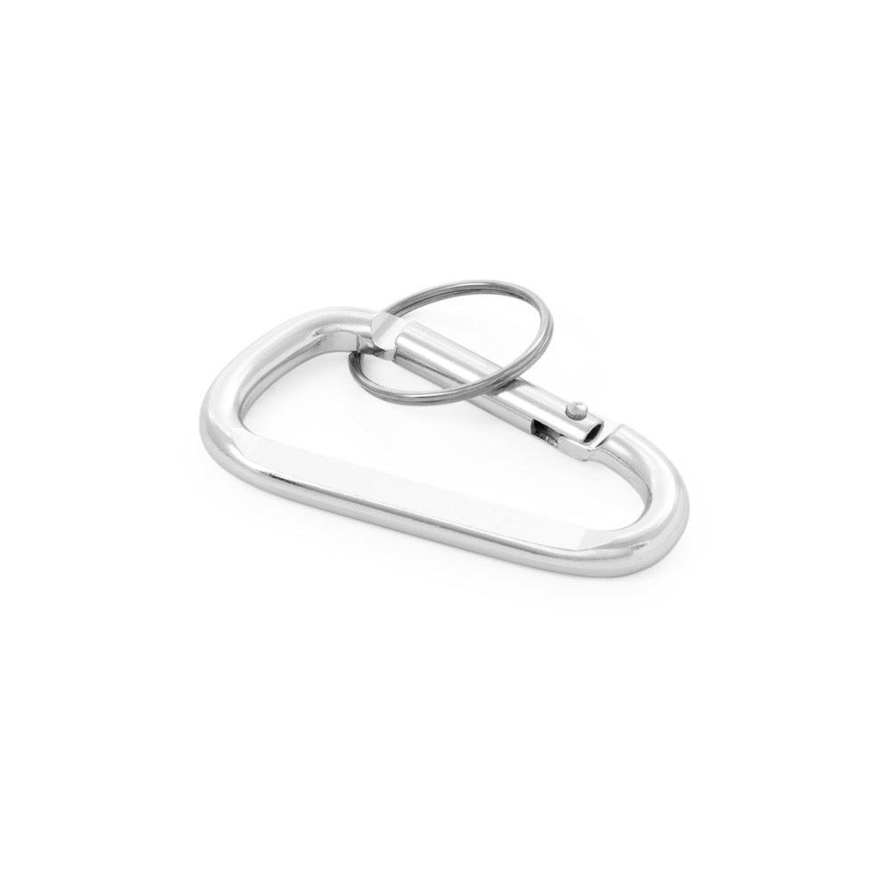 Karabinerclip aus Aluminium mit Schlüsselring | Matthew – Silber, Ansicht 2