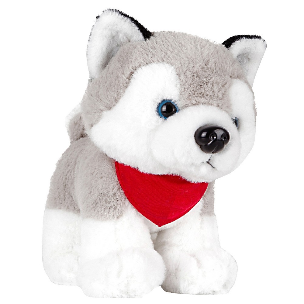 Hund Husky mit rotem Halstuch | Trooper in Grau