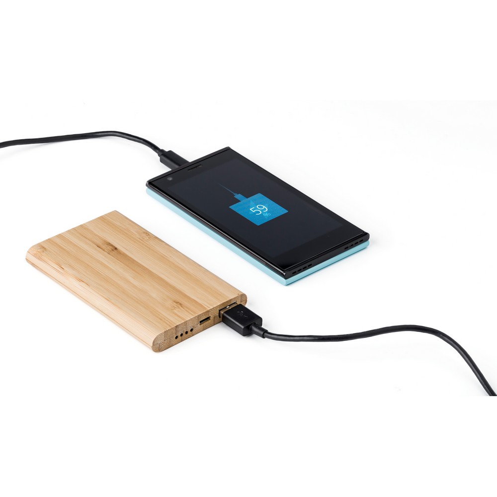 Bambus-Powerbank 4000 mAh in Braun