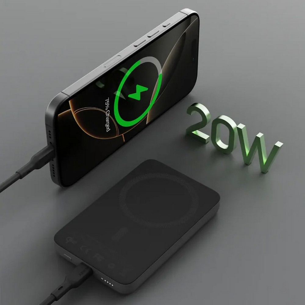 Magnetische kabellose Powerbank 10000 mAh, Aukey in Schwarz, Ansicht 6