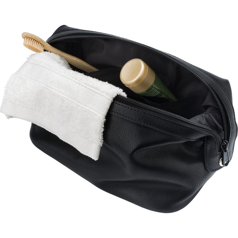 Kosmetiktasche aus Leder in Schwarz, Ansicht 7