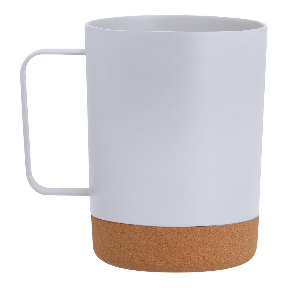 Becher 400 ml mit Korkdetail in Weiß, Ansicht 2