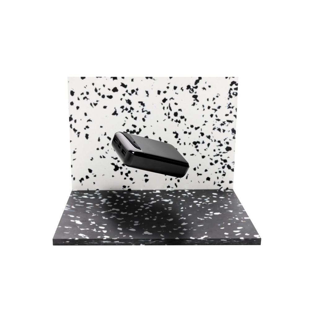 10.000 mAh Powerbank aus RCS Standard recyceltem Kunststoff in Schwarz, Ansicht 9