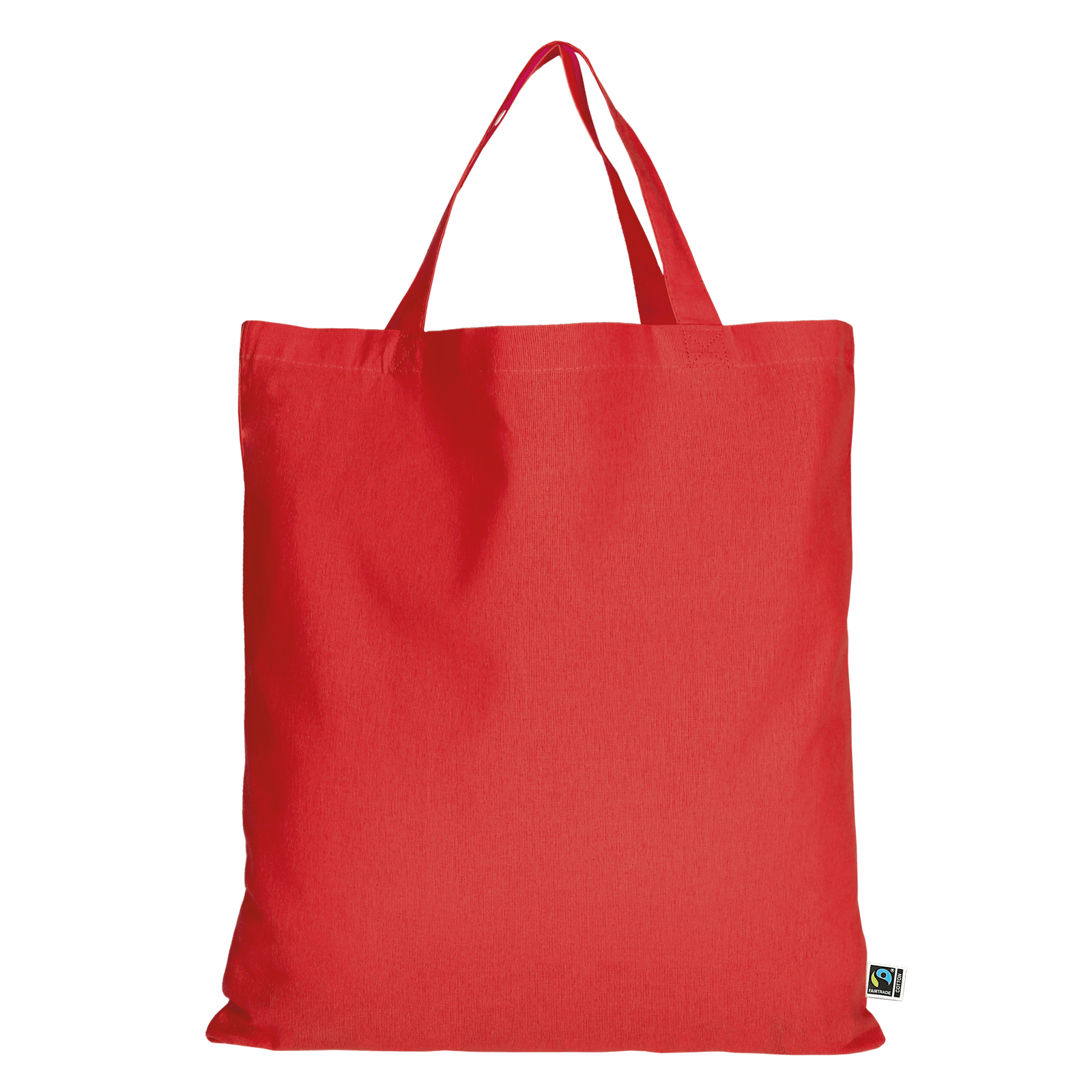Tasche aus Fairtrade-zertifizierter Baumwolle mit zwei kurzen Henkeln in Rot