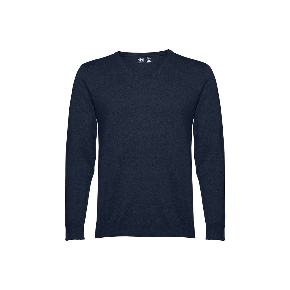 Herren-Pullover mit V-Ausschnitt aus Baumwolle und Polyamid | THC Milan – Dunkelblau
