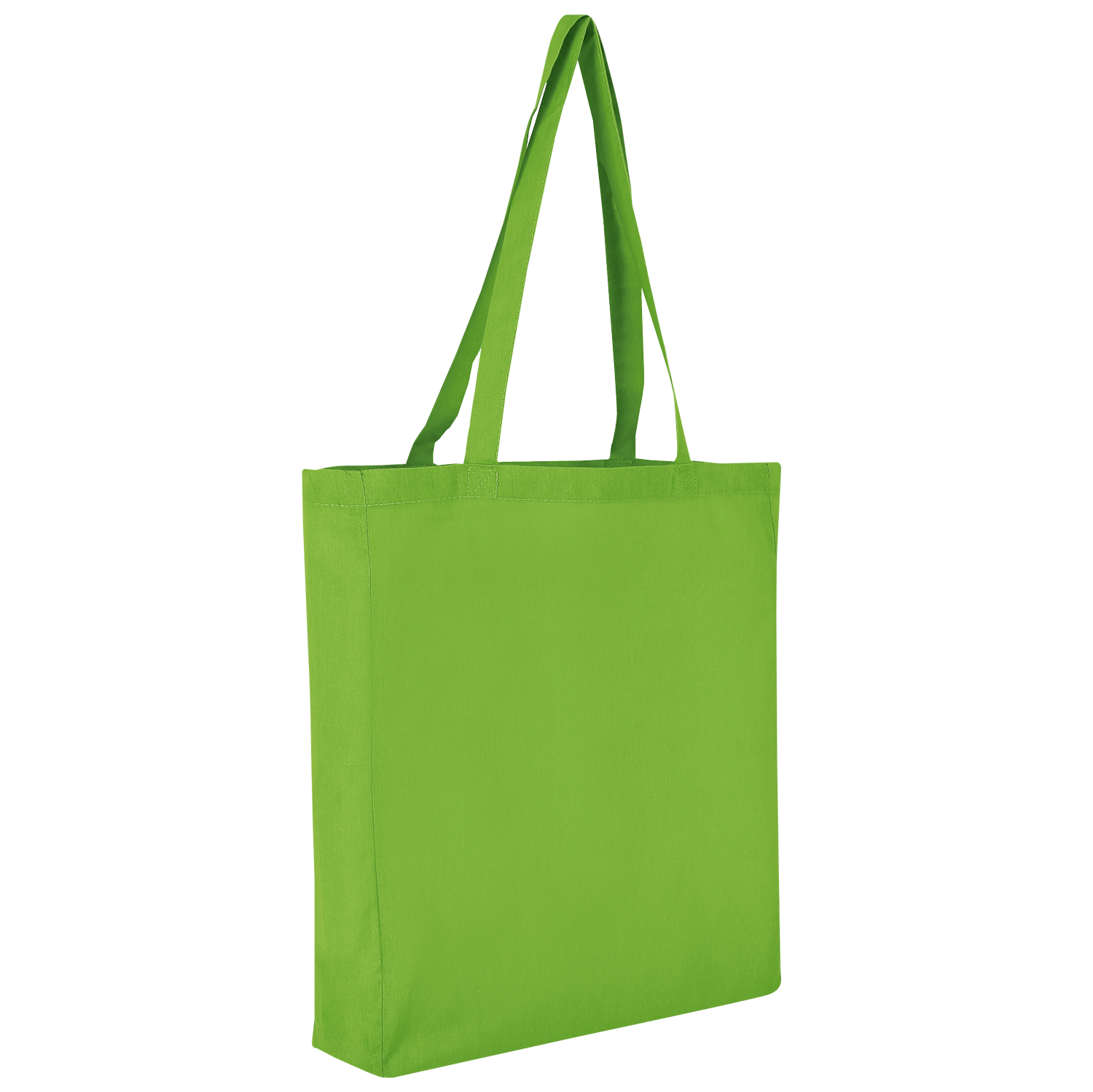 Baumwolltasche CLASSIC mit zwei langen Henkeln, Boden- und Seitenfalte in Hellgrün