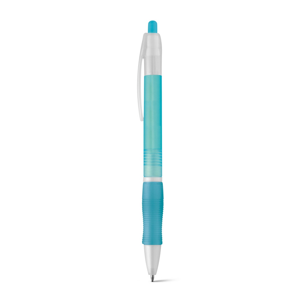 Kugelschreiber aus ABS mit Gummigriff | Slim Bk – Hellblau