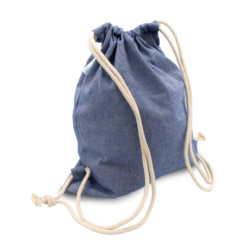 B'RIGHT Kordelzugbeutel aus recycelter Baumwolle und recyceltem Polyester | Jose in Blau, Ansicht 3