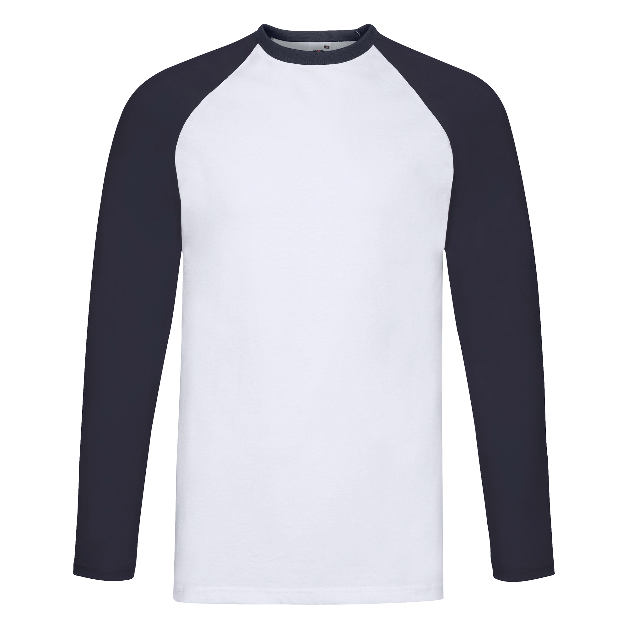 Fruit of the Loom Valueweight Long Sleeve Baseball T-Shirt in Weiß/Deep Navy
