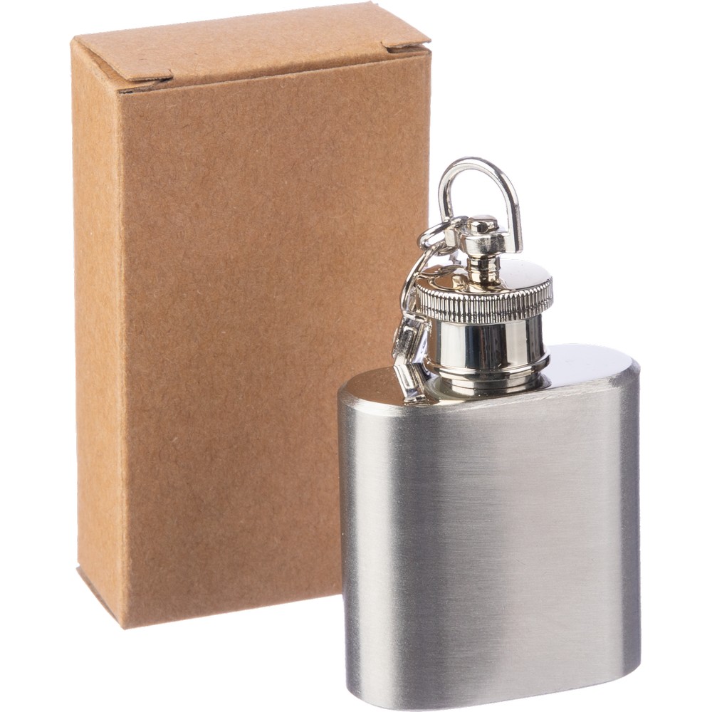 Flachmann 30 ml, Schlüsselanhänger in Silber, Ansicht 3