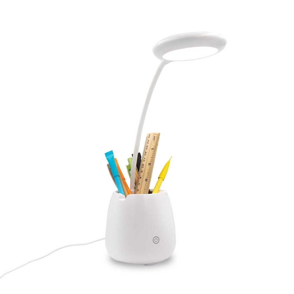 Schreibtischlampe, Wireless Lautsprecher 3W, Telefonständer, Halterung für Schreibutensilien | Asar in Weiß, Ansicht 5