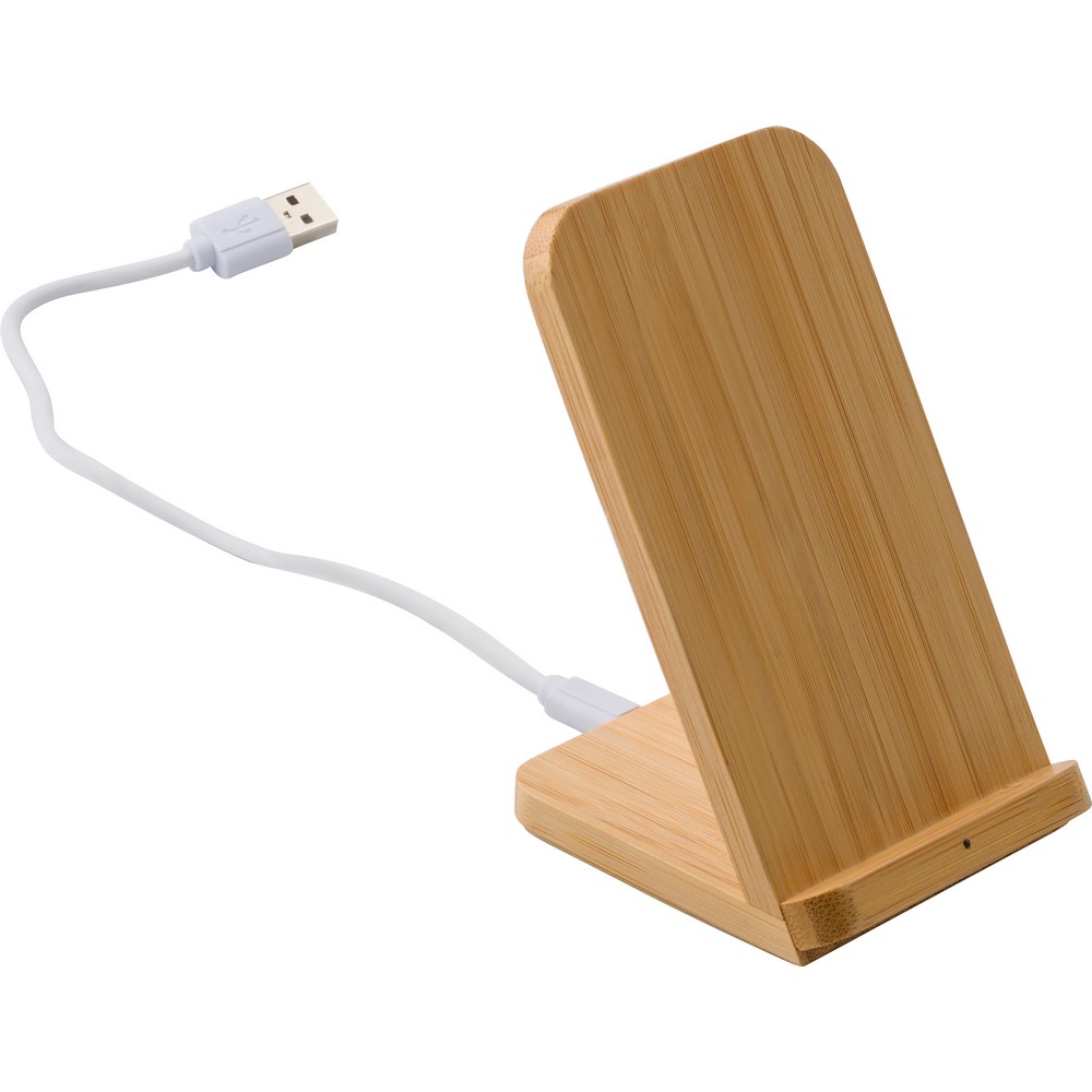 Wireless Bambus-Ladegerät 5W, Telefonständer in Holz, Ansicht 2