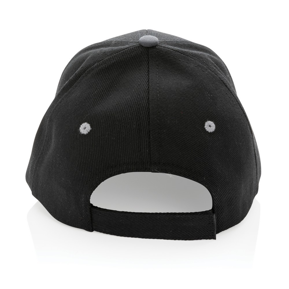 Impact AWARE™ 280gr Brushed rCotton 6 Panel Kontrast-Cap in Schwarz, Ansicht 3