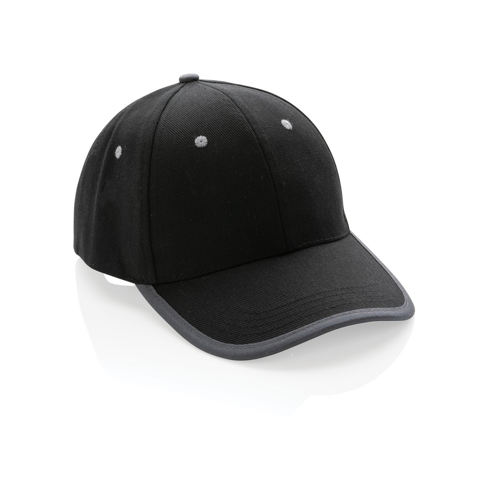 Impact AWARE™ 280gr Brushed rCotton 6 Panel Kontrast-Cap in Schwarz