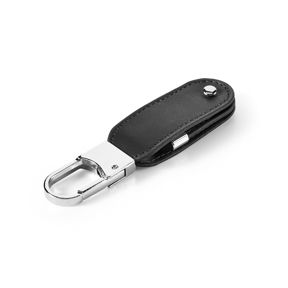 USB-Speicher mit 8GB und Karabinerclip aus PU | Bragg 8GB – Schwarz