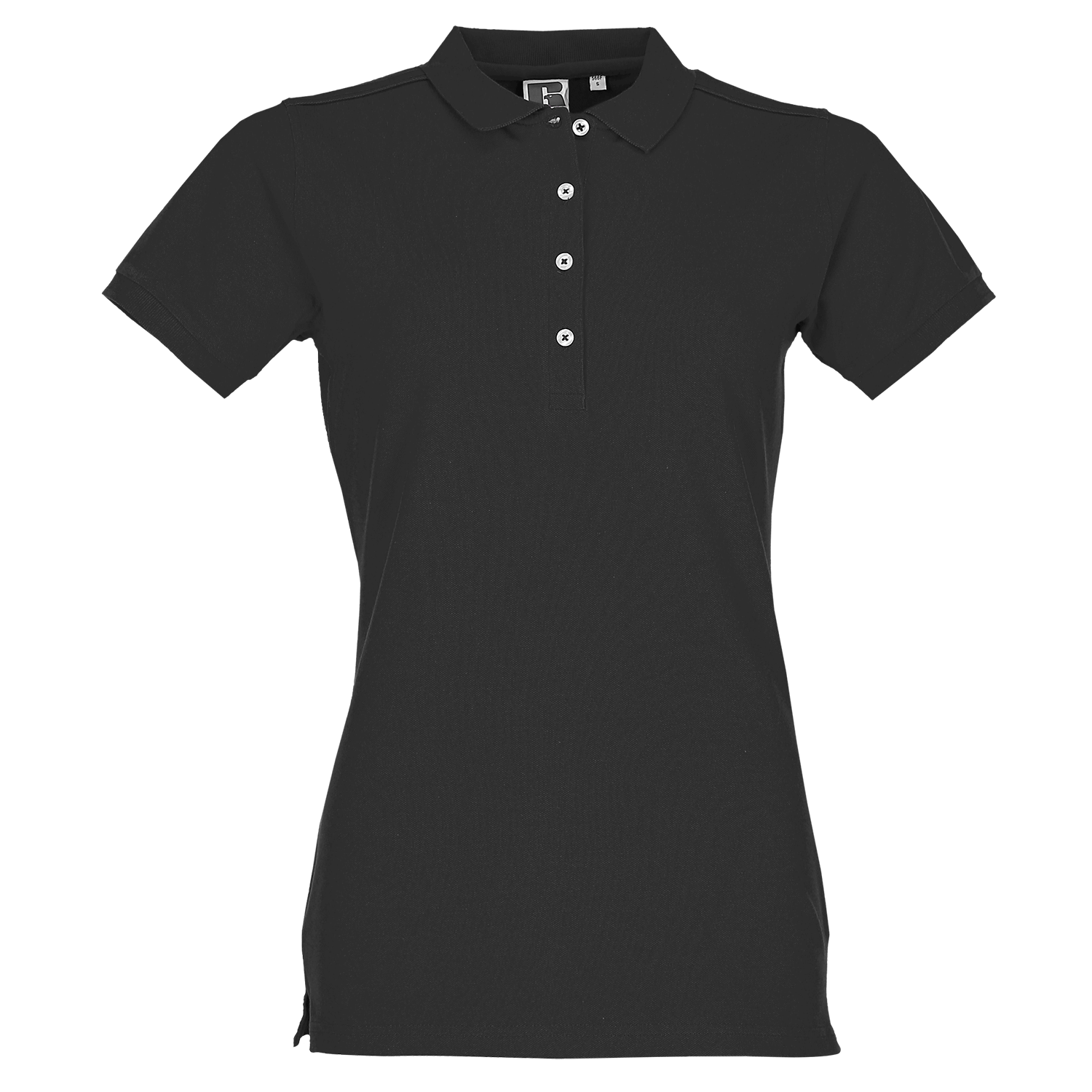 Russell Körperbetontes Damen Stretch-Polo in Schwarz
