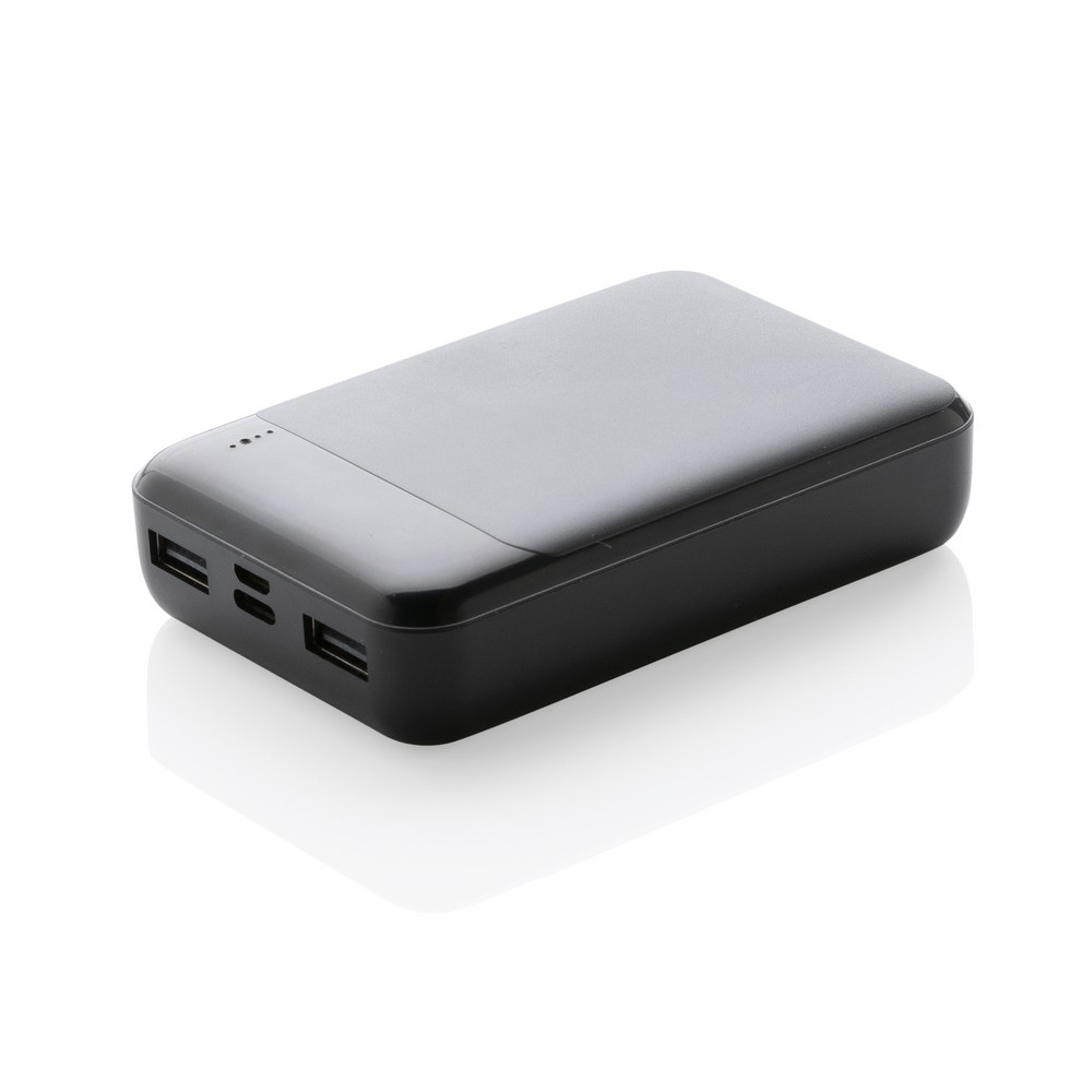 10.000 mAh Powerbank aus RCS Standard recyceltem Kunststoff in Schwarz, Ansicht 6