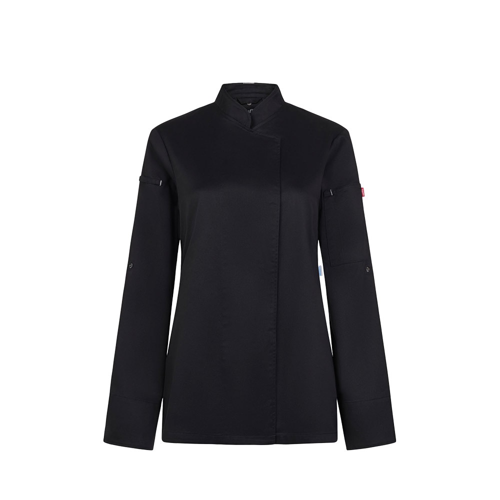 Kochjacke für Damen (190 g/m²), aus Baumwolle (35 %) und recyceltem Polyester (65 %) | VL Thoth – Schwarz
