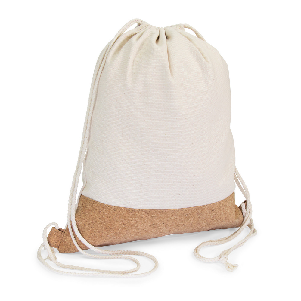 Beutel aus Baumwolle mit Kordel, Korkdetails | Rontay in Beige, Ansicht 3