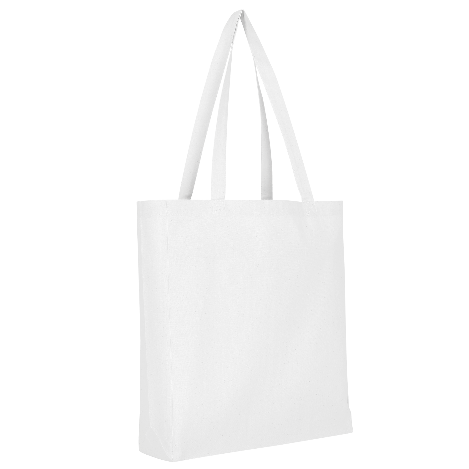 Baumwolltasche CLASSIC mit zwei langen Henkeln, Boden- und Seitenfalte in Weiß