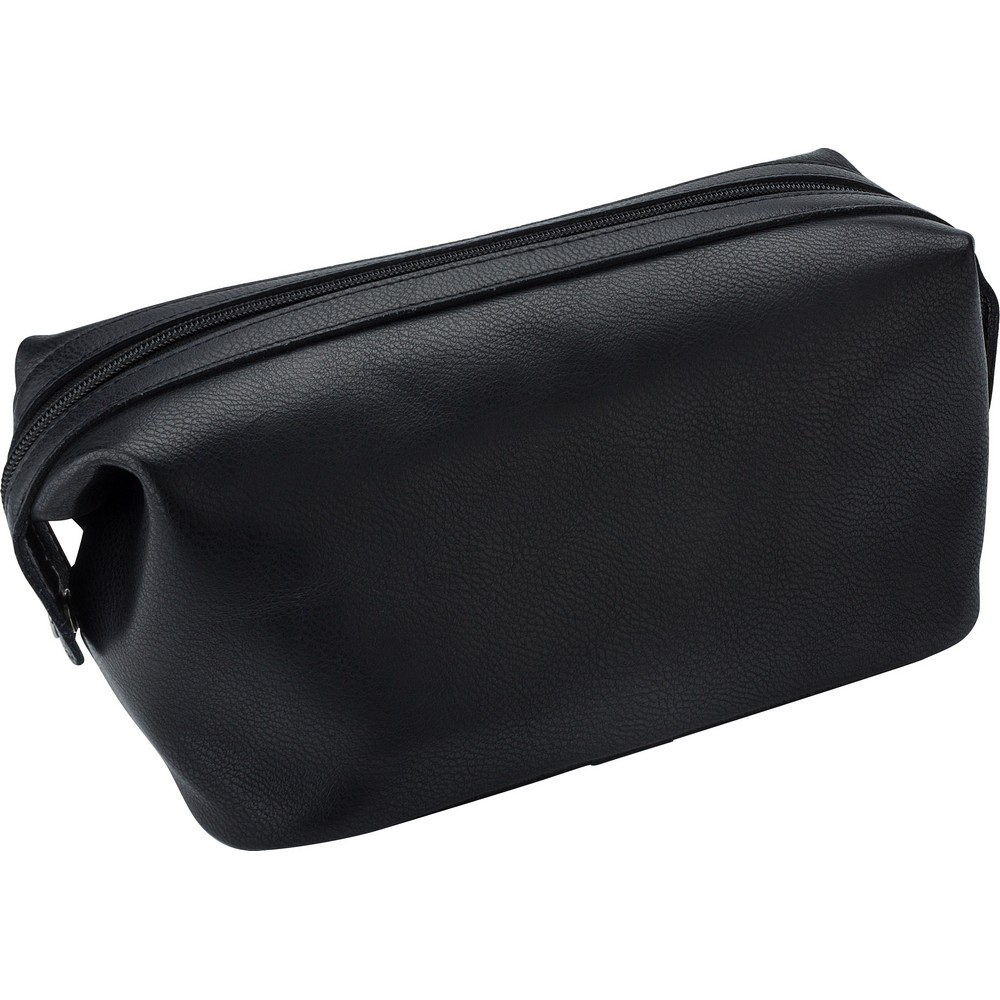 Kosmetiktasche aus Leder in Schwarz