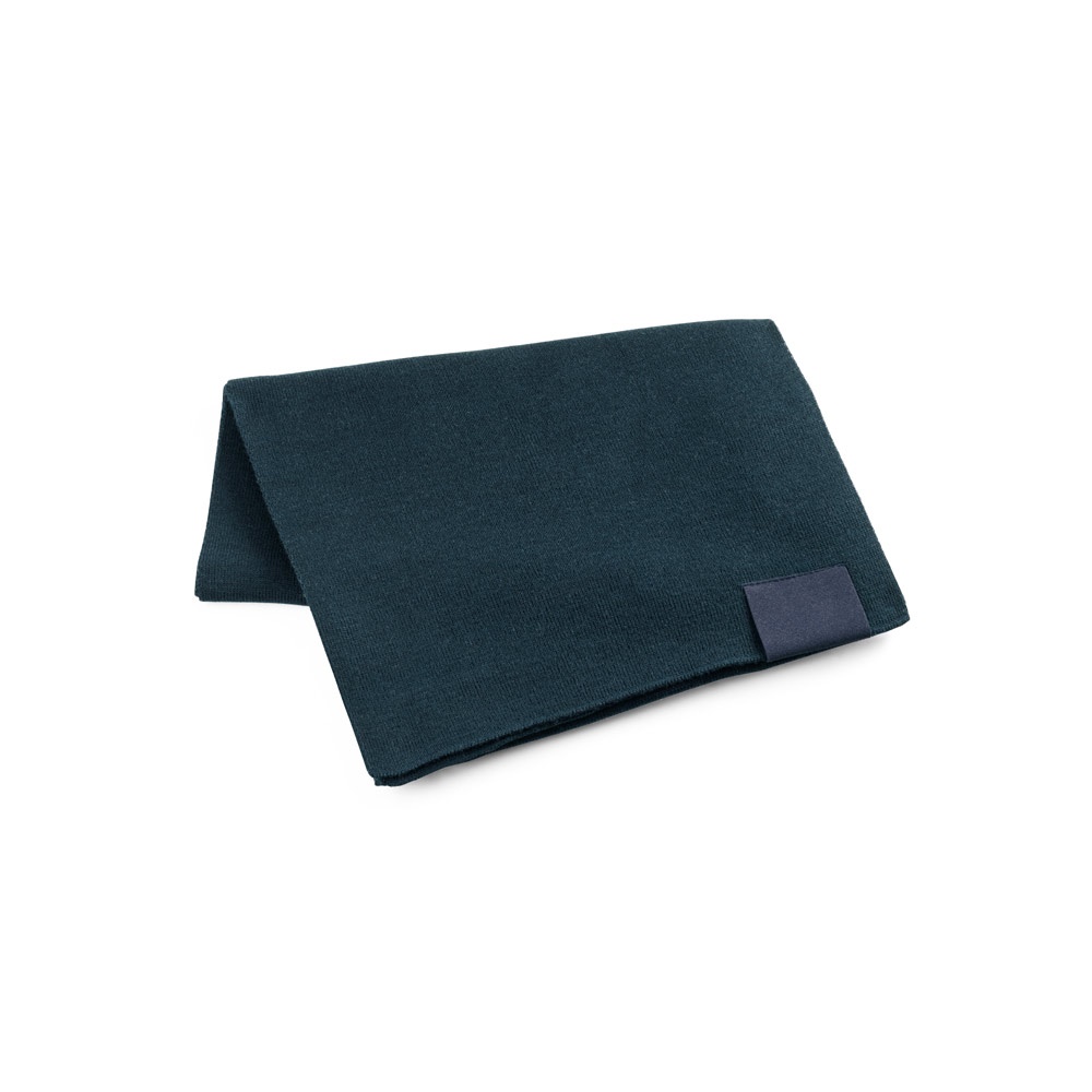 Schal aus recyceltem Polyester (100 % rPET) mit Aufnäher zur individuellen Veredelung | Serenity – Dunkelblau