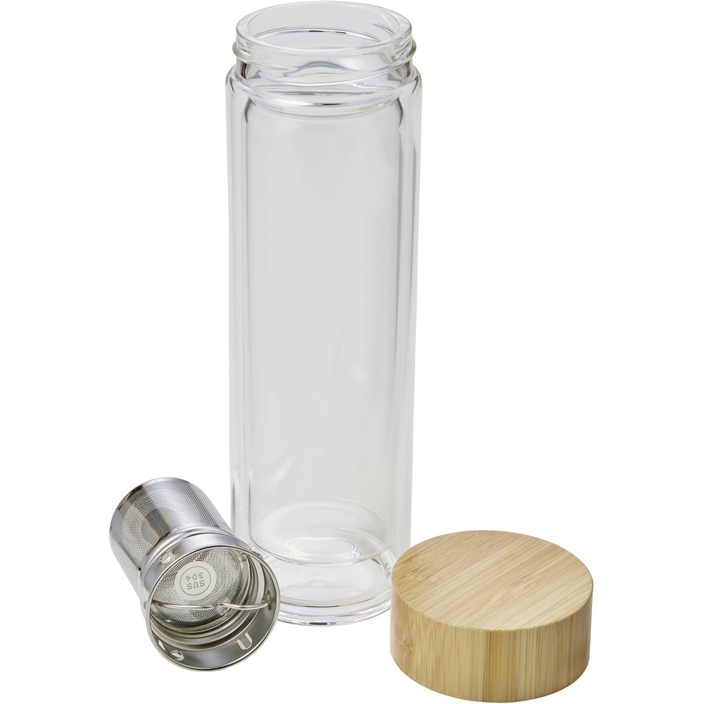 Thermosflasche aus Glas 420 ml mit Sieb zum Auffangen des Bodensatzes in Hellbraun, Ansicht 3