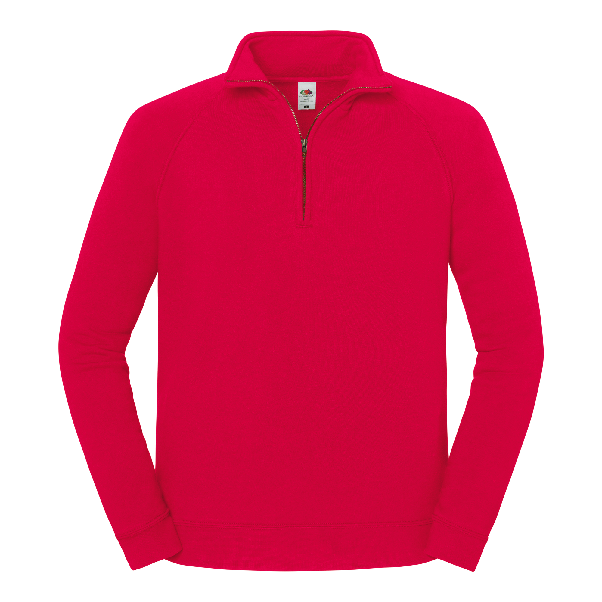 Fruit of the Loom Iconic Premium Zip Neck Sweat in Rot