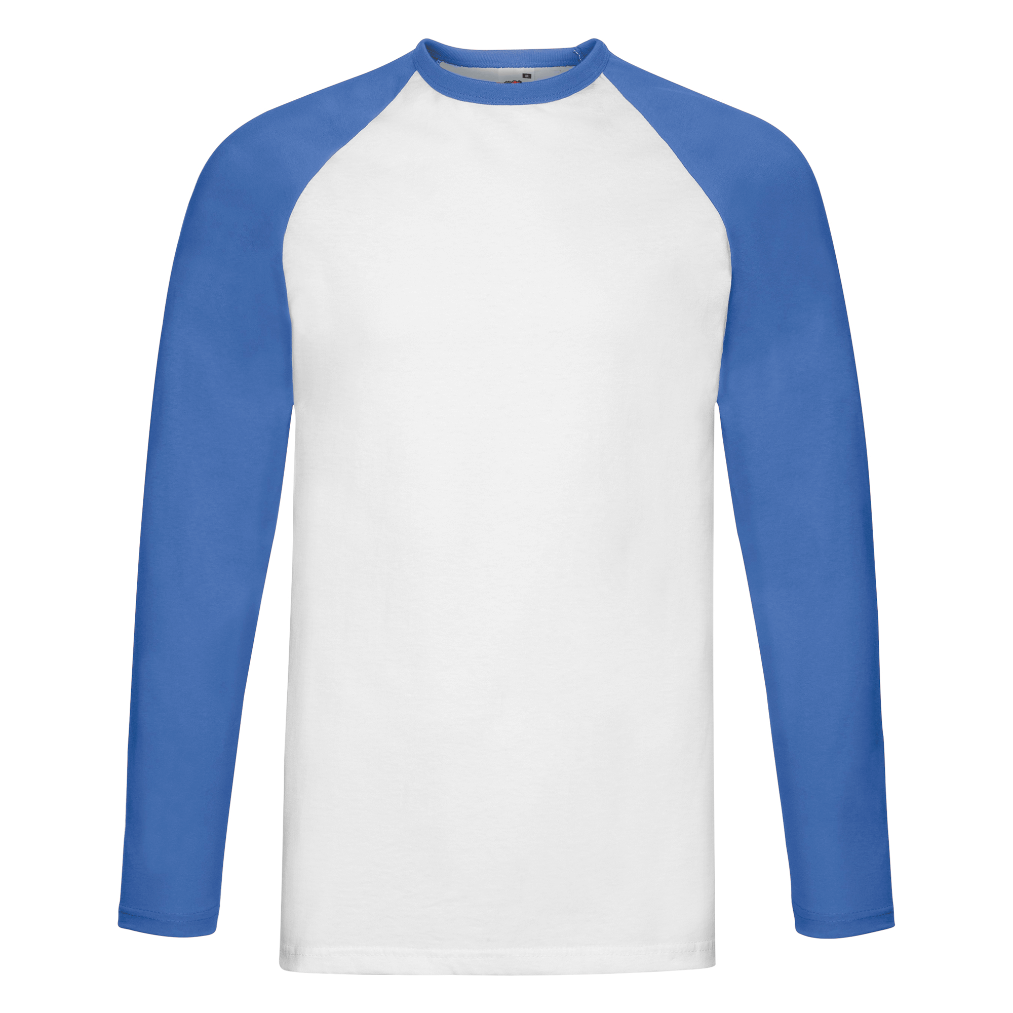 Fruit of the Loom Valueweight Long Sleeve Baseball T-Shirt in Weiß/Royal