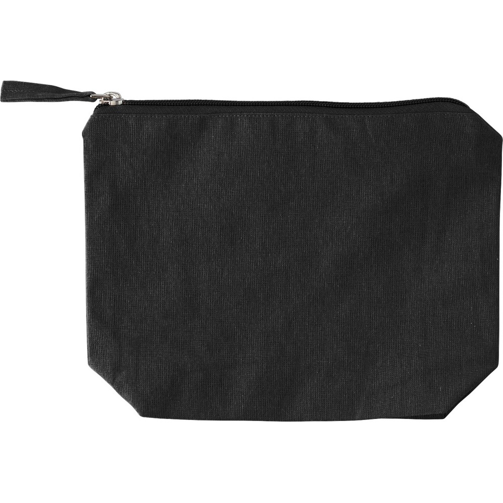Kosmetiktasche aus recycelter Baumwolle in Schwarz