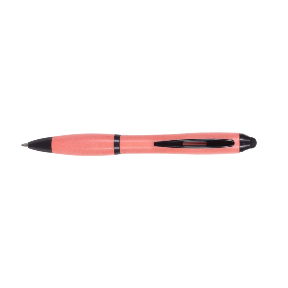 Kugelschreiber, bunter Schaft aus Bambusfaser, Touch-Pen in Rosa