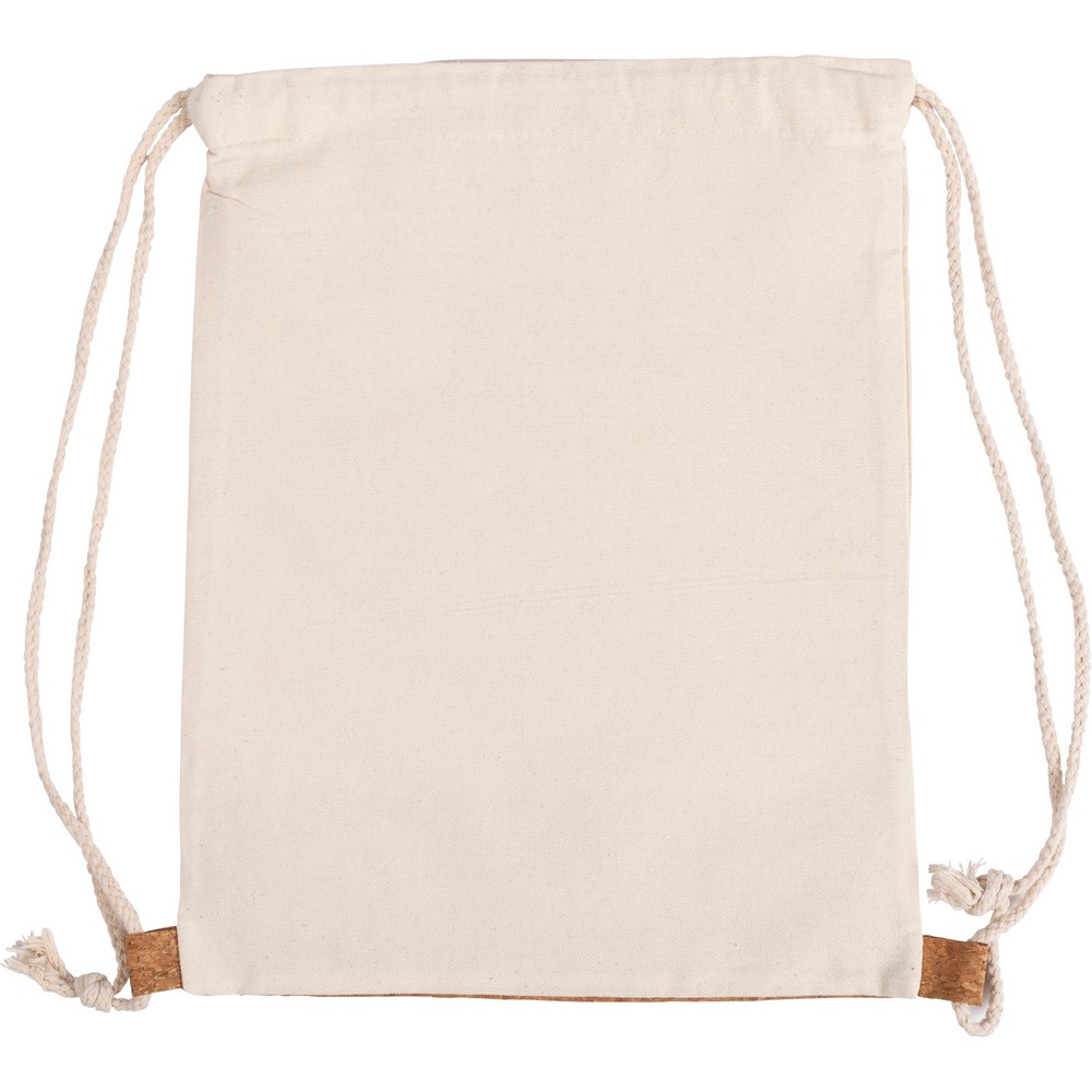 Beutel aus Baumwolle mit Kordel, Korkdetails in Beige, Ansicht 9