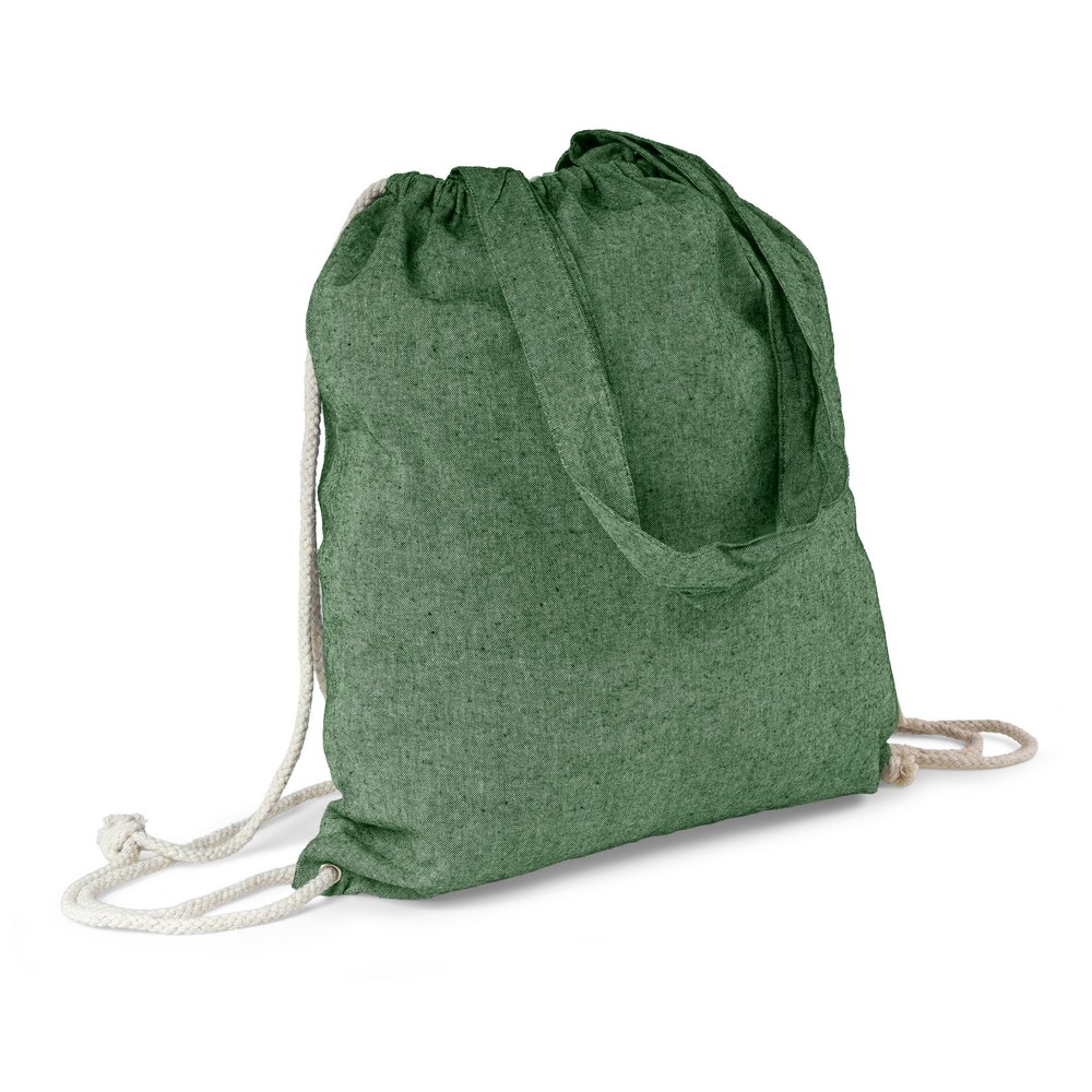 Baumwolltasche 2 in 1, Beutel mit Kordel, Einkaufstasche | Gondulfo in Grün