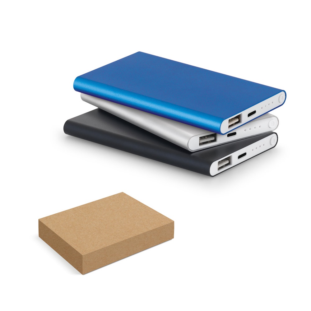 Powerbank Slim 4'000 mAh aus 70 % recyceltes ABS (70% rABS) und 30 % recyceltes Aluminium (30% rAL) | Marcet – Schwarz, Ansicht 2