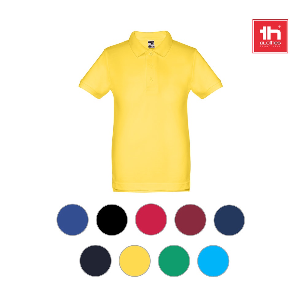 Kurzärmeliges Baumwoll-Poloshirt für Kinder (unisex) | THC Adam Kids – Schwarz, Ansicht 5