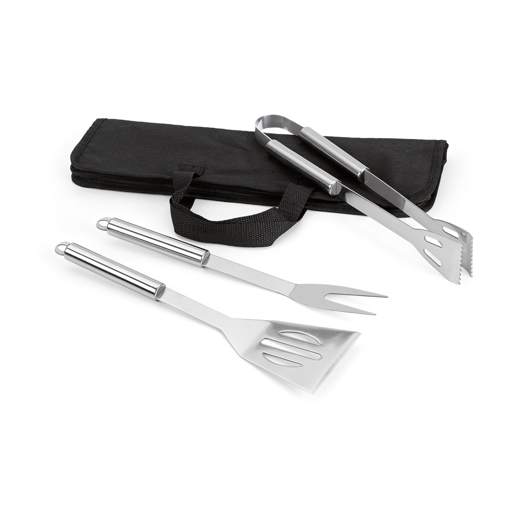 Grill - Set aus Edelstahl 3-teilig bestehend | Soares – Schwarz