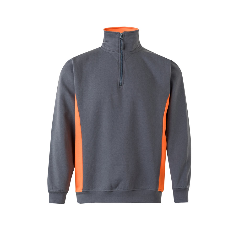 Zweifarbiges Frottee-Sweatshirt (260 g/m²), aus Polyester (65 %) und Baumwolle (35 %) | VL Svarog – Grau/Orange