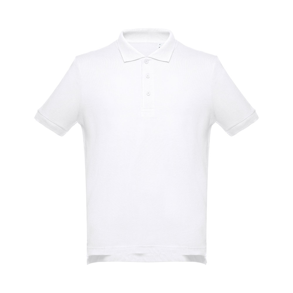 Kurzärmeliges Poloshirt aus Baumwolle für Herren. Weiße Farbe | THC Adam Wh – Weiß, Ansicht 2