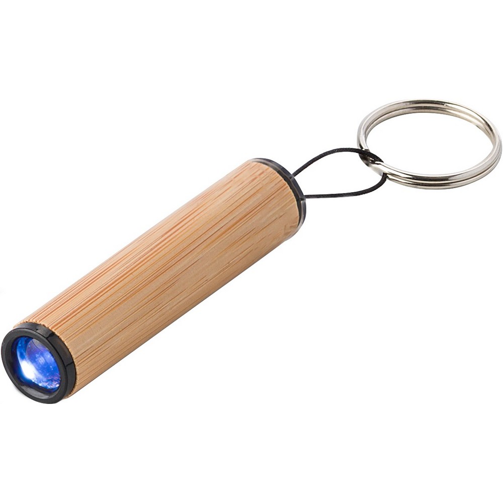 Schlüsselanhänger aus Bambus, LED-Lampe in Braun