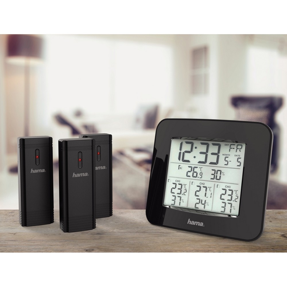 Wetterstation, 3 Sensoren Hama Trio in Schwarz, Ansicht 2