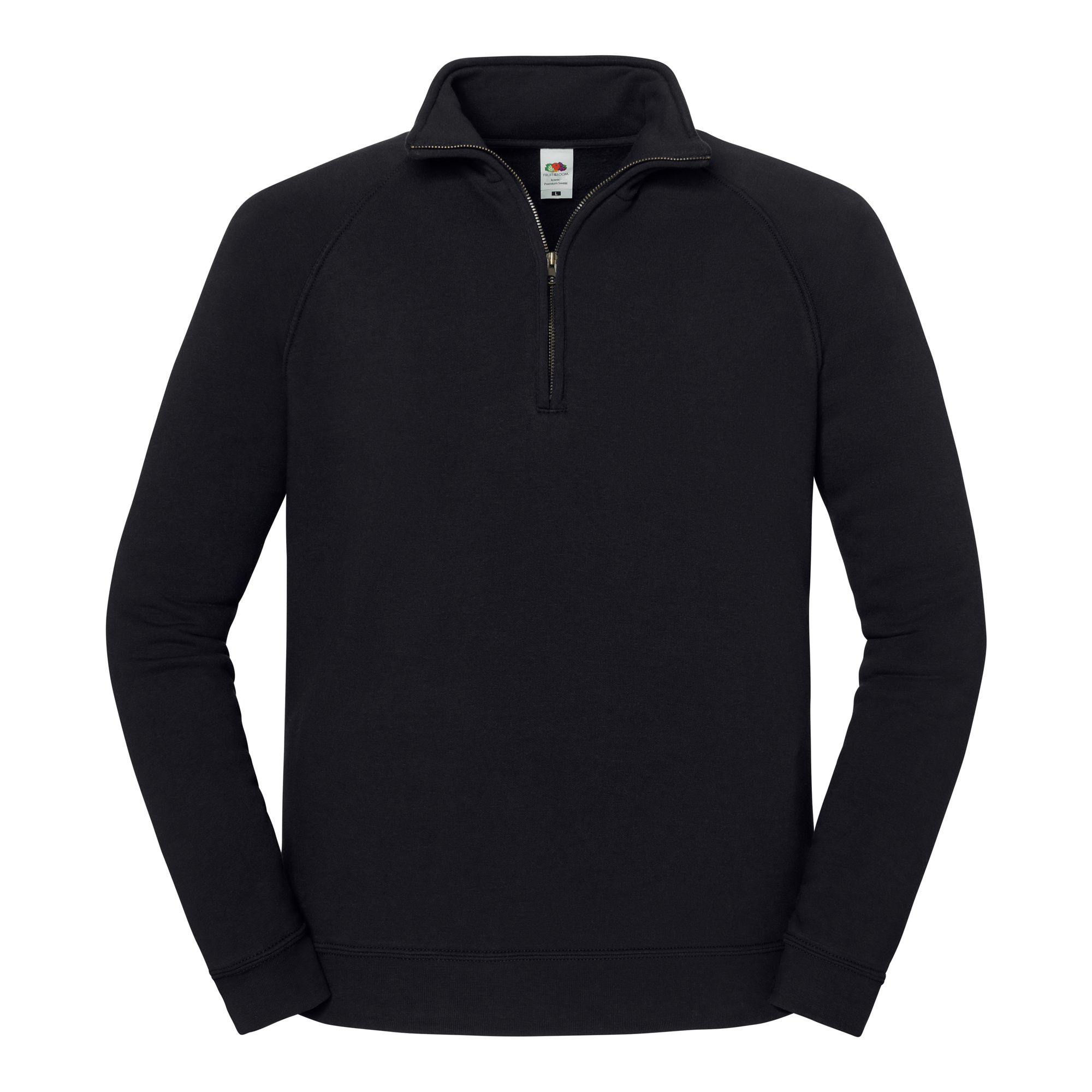 Fruit of the Loom Iconic Premium Zip Neck Sweat in Schwarz