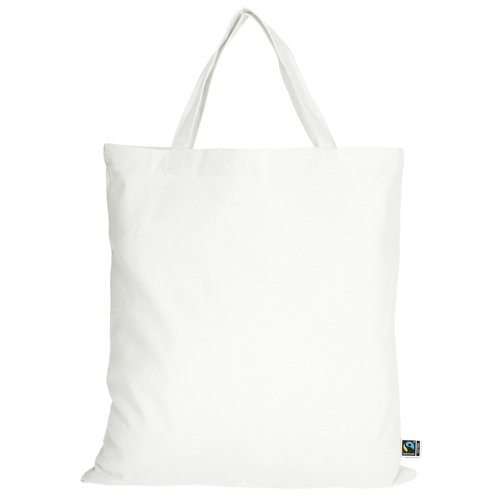 Tasche aus Fairtrade-zertifizierter Baumwolle mit zwei kurzen Henkeln in Weiß