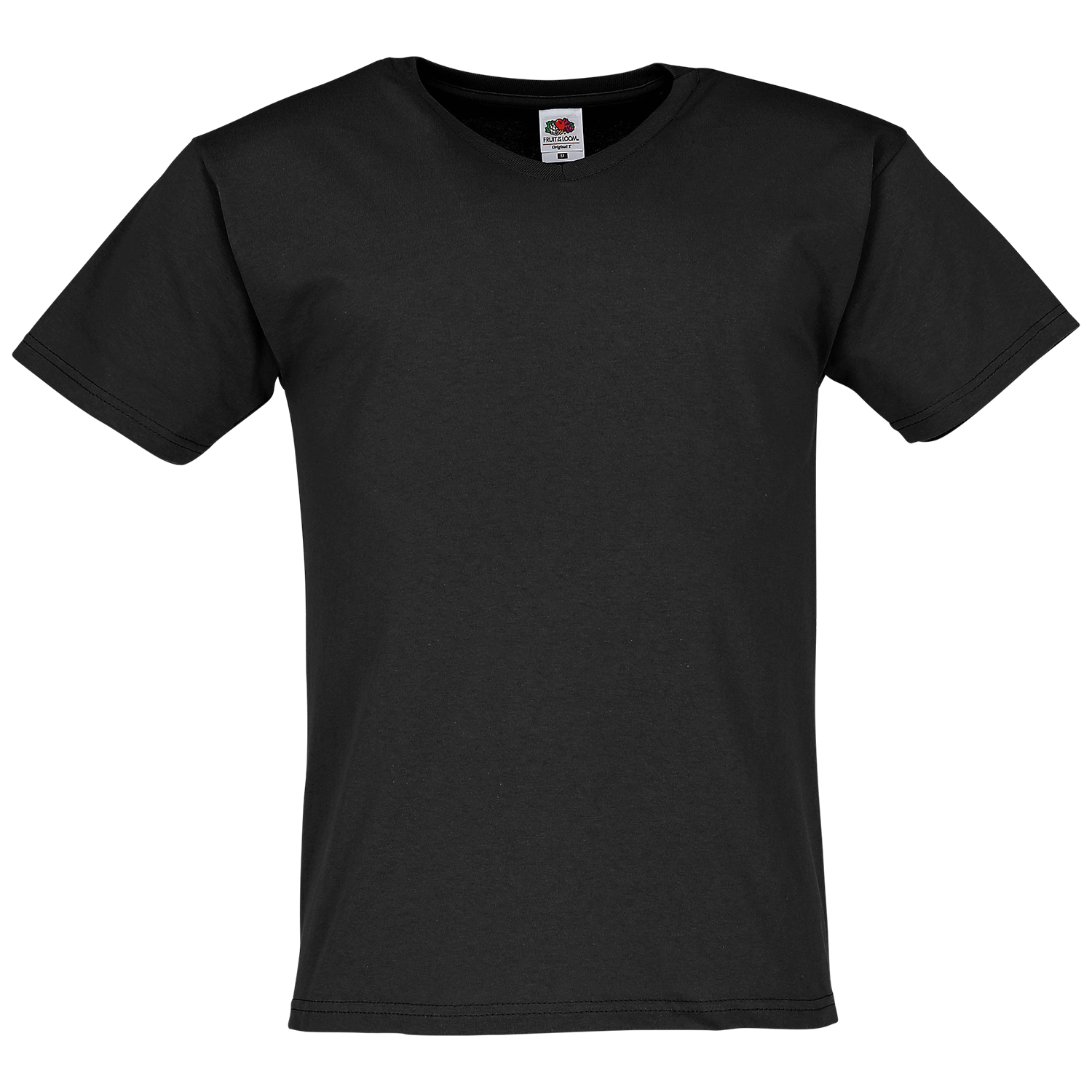 Fruit of the Loom Original V-Neck T-Shirt in Schwarz