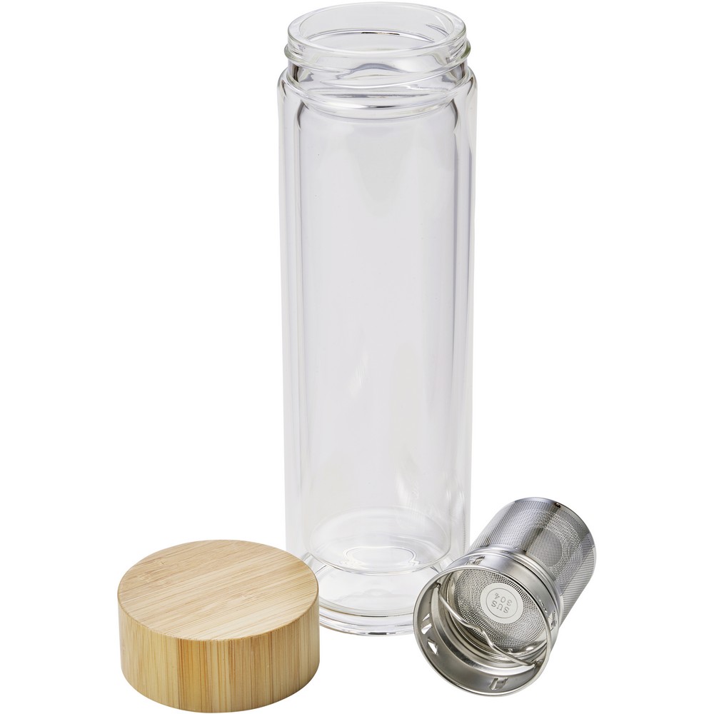 Thermosflasche aus Glas 420 ml mit Sieb zum Auffangen des Bodensatzes in Hellbraun, Ansicht 6