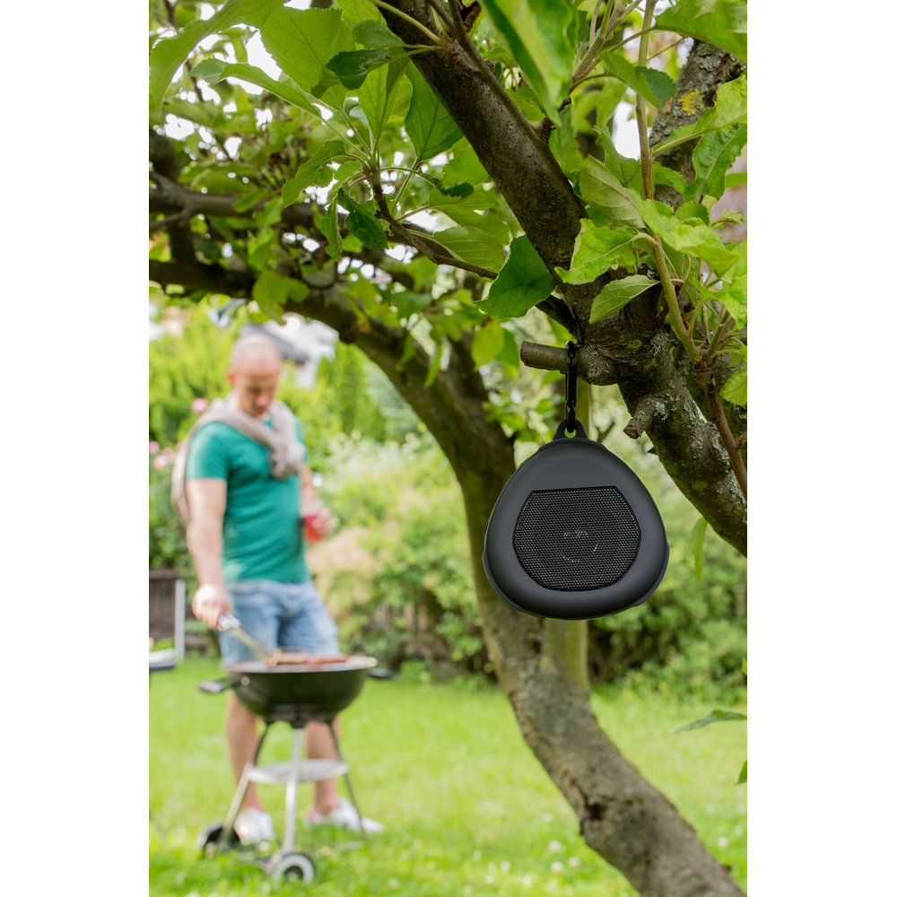 Kabelloser Lautsprecher 5W Air Gifts mit Karabinerhaken | Justice in Schwarz, Ansicht 12