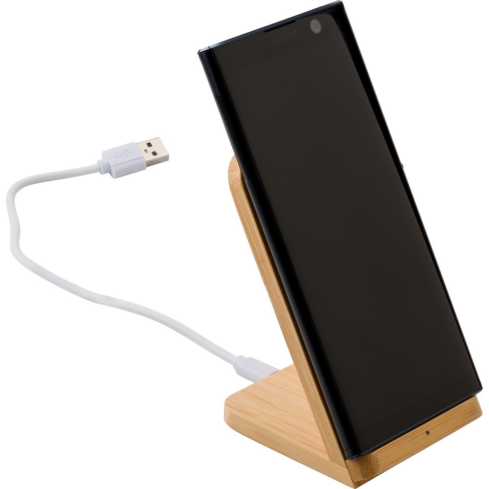 Wireless Bambus-Ladegerät 5W, Telefonständer in Holz
